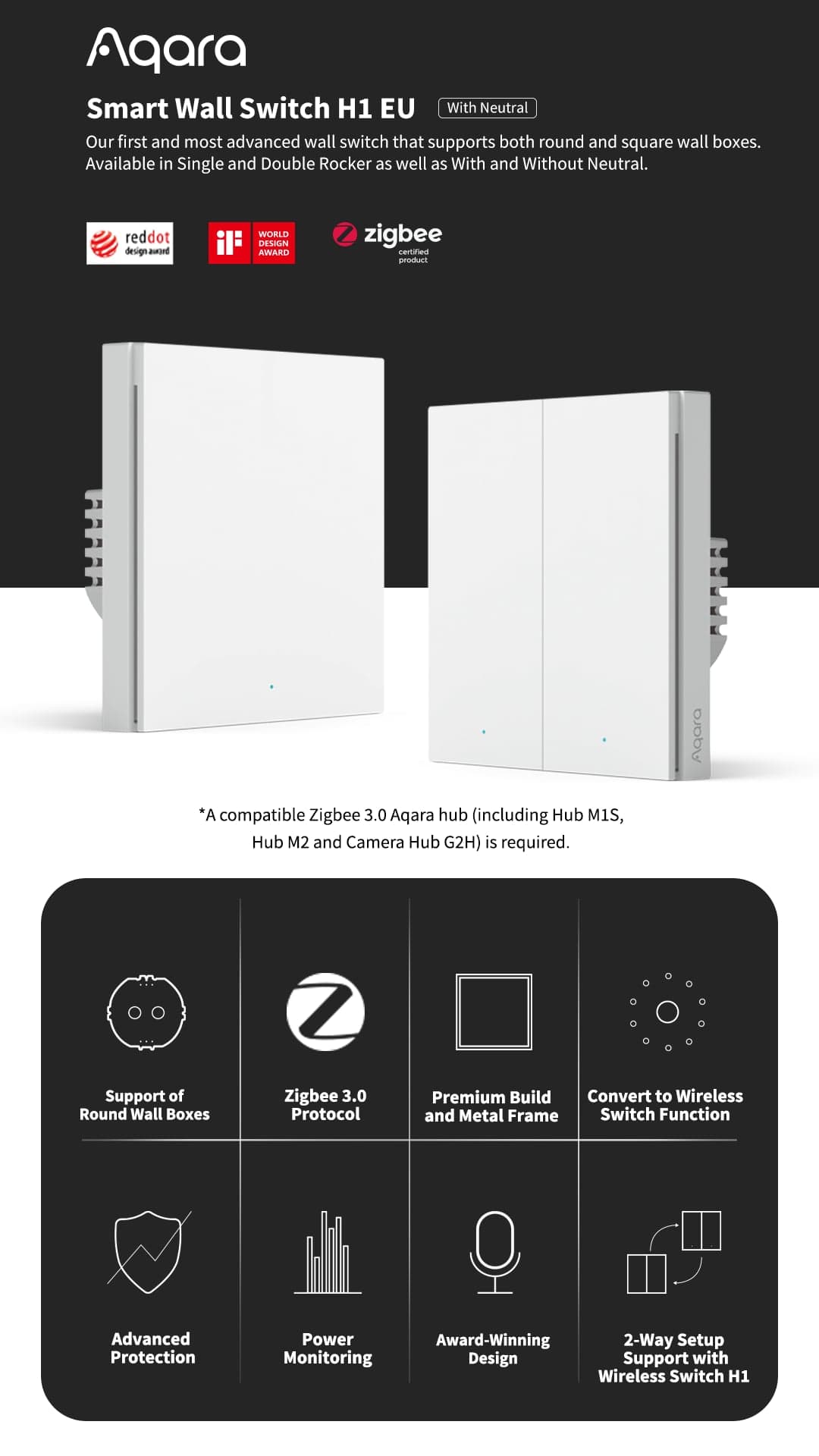 Aqara Smart Wall Switch H1 EU (With Neutral) - 4